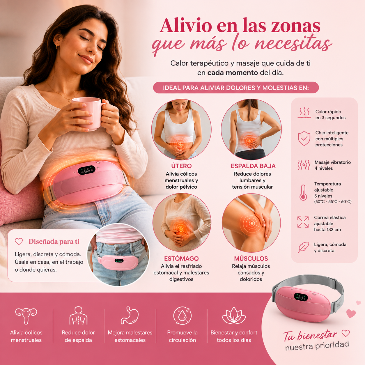 CINTURON ALMOHADILLA PARA CÓLICOS