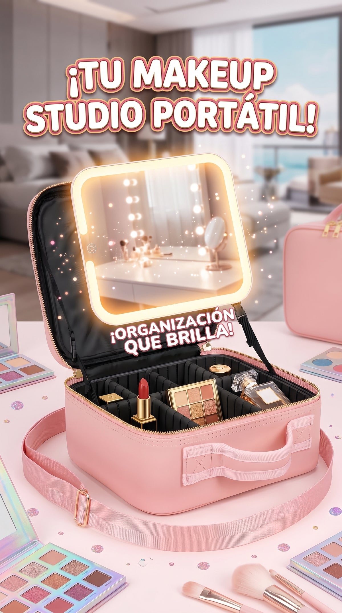 Maleta Cosmetiquera pequeña con Espejo