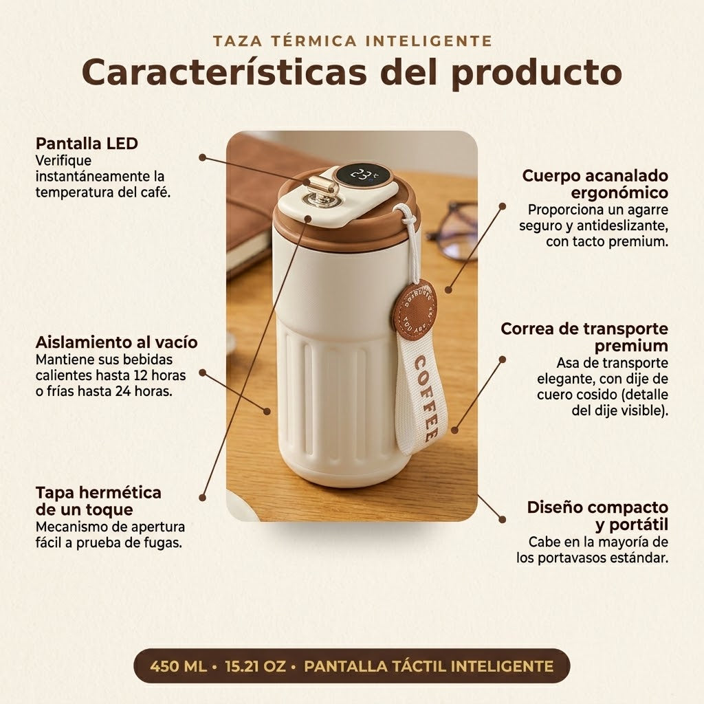 TAZA TÉRMICA INTELIGENTE CON PANTALLA LED
